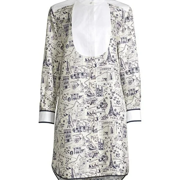 tory burch silk tunic dress TORY BURCH Printed Silk Long Shirt Dress Tory Burch